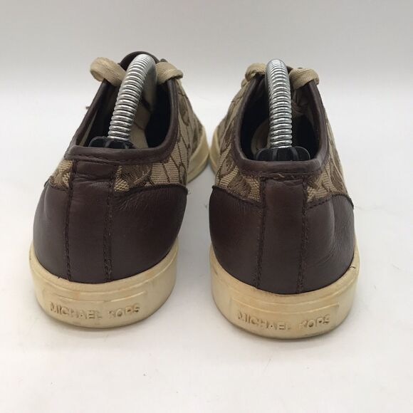 Michael Kors MK  Fashion Sneakers Women's 6M Cap Toe Brown Signature Logo Canvas - Picture 4 of 14